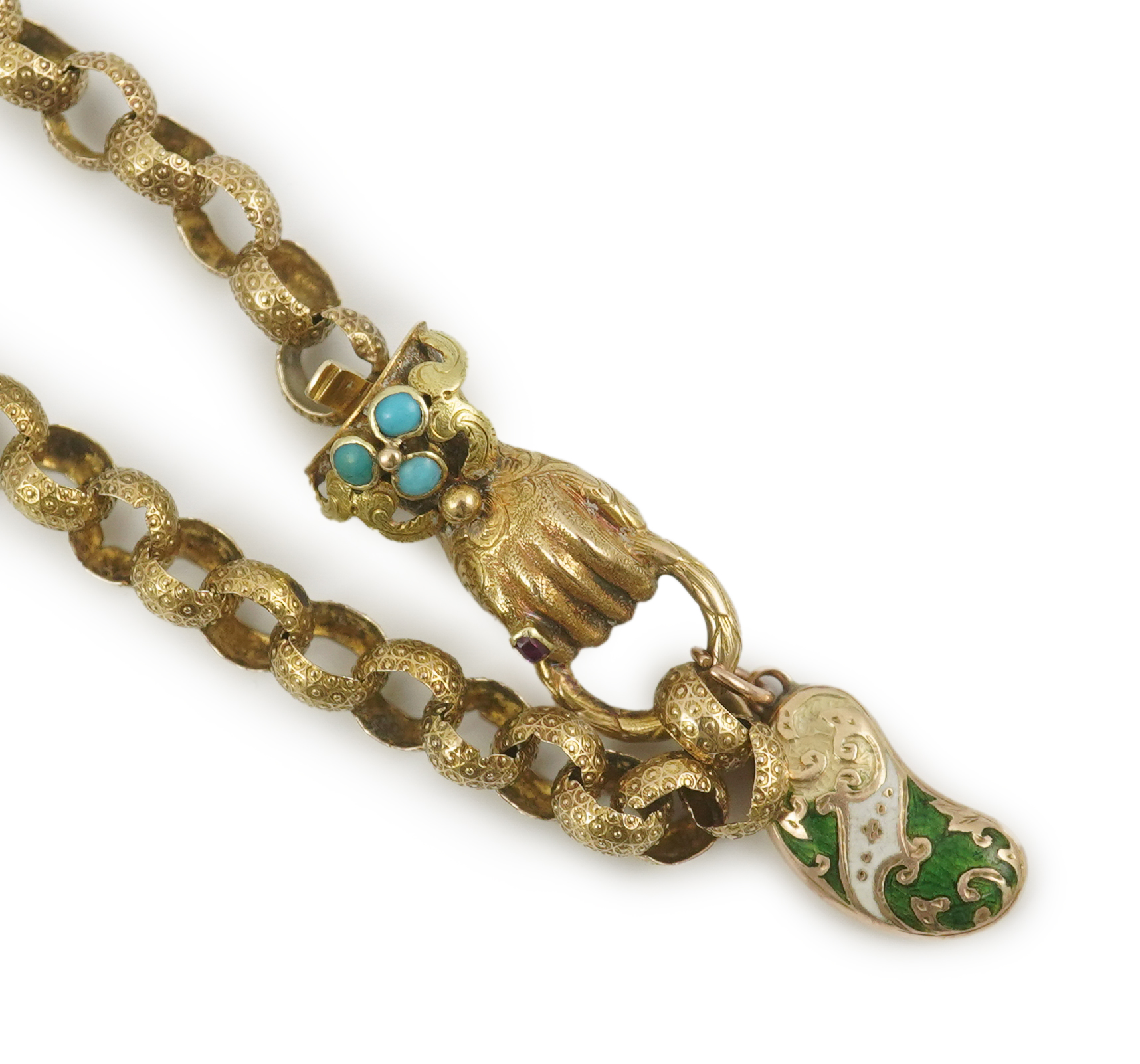 An early 19th century gold circular link muff chain